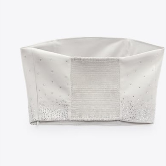 ZARA…. SHINY STRAPLESS  SATIN TOP - Picture 7 of 12